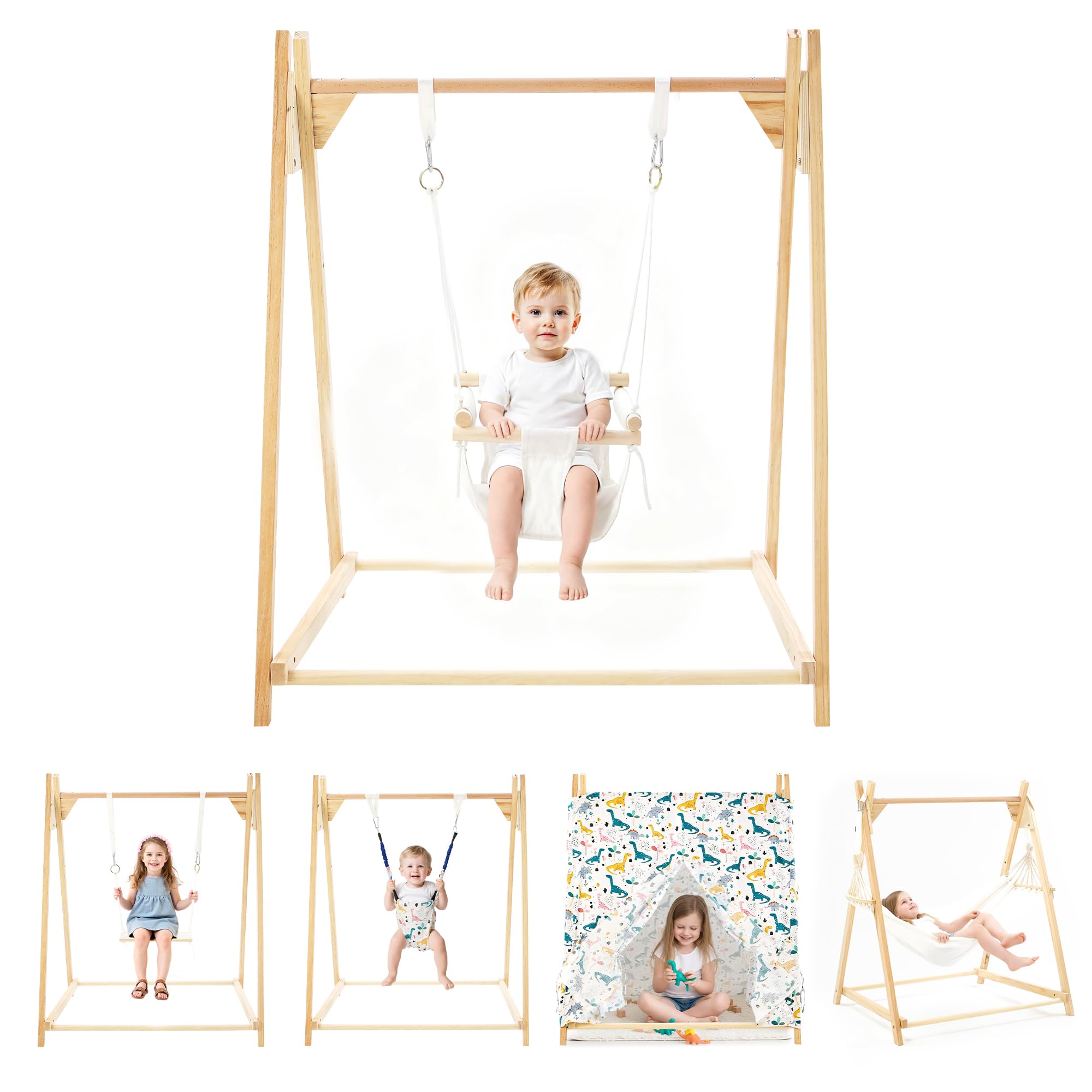 Yrthe Voitom 5-in-1 Baby and Toddler Foldable Swing Set with Stand, Classic Swin