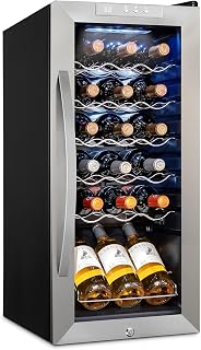 SCHMÉCKÉ 18 Bottle Compressor Wine Cooler Refrigerator w/Lock - Large Freestanding Wine Cellar For Red, White, Champagne or Sparkling Wine - 41f-64f Digital Temperature Control Fridge Stainless Steel