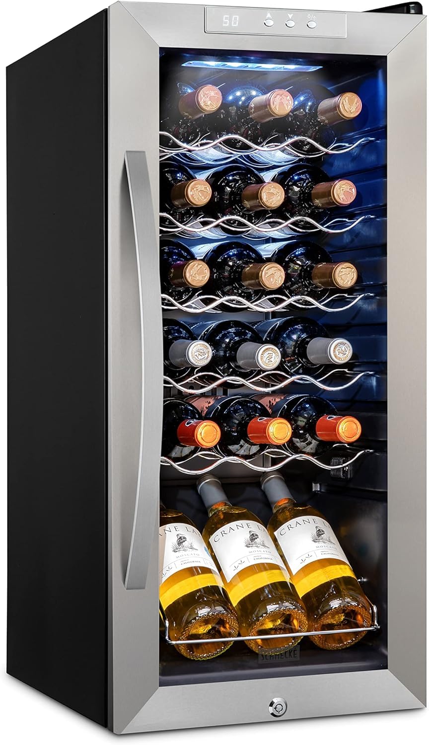 SCHMÉCKÉ 18 Bottle Compressor Wine Cooler Refrigerator w/Lock - Large Freestandi