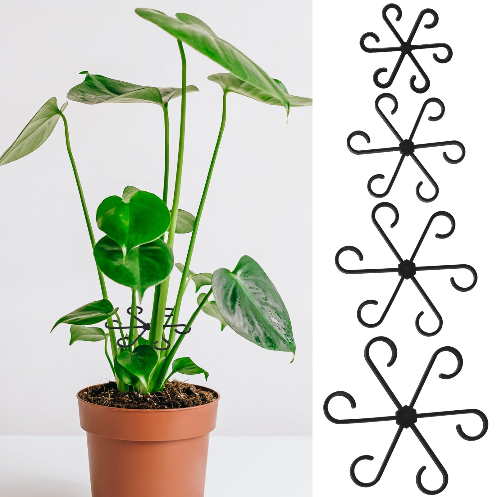 AUGSHY 4 Pcs Plant Stem Holders Plastic Invisible Plant Support Stakes | Indoor 