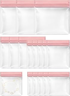 Xzenuo 16 Pack EVA Anti-Tarnish Jewelry Bags (Pink, Assorted Sizes) | Jelly-Like Soft Jewelry Pouches for Travel &amp; Storage Organizer for Silver Gold Earrings Rings Necklaces, No Yellowing No Odor