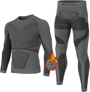 MEETWEE Men's Thermal Underwear, Winter Base Layer, Long Sleeve, Quick Dry Compression Top and Bottom for Sports Skiing, Running, Hiking