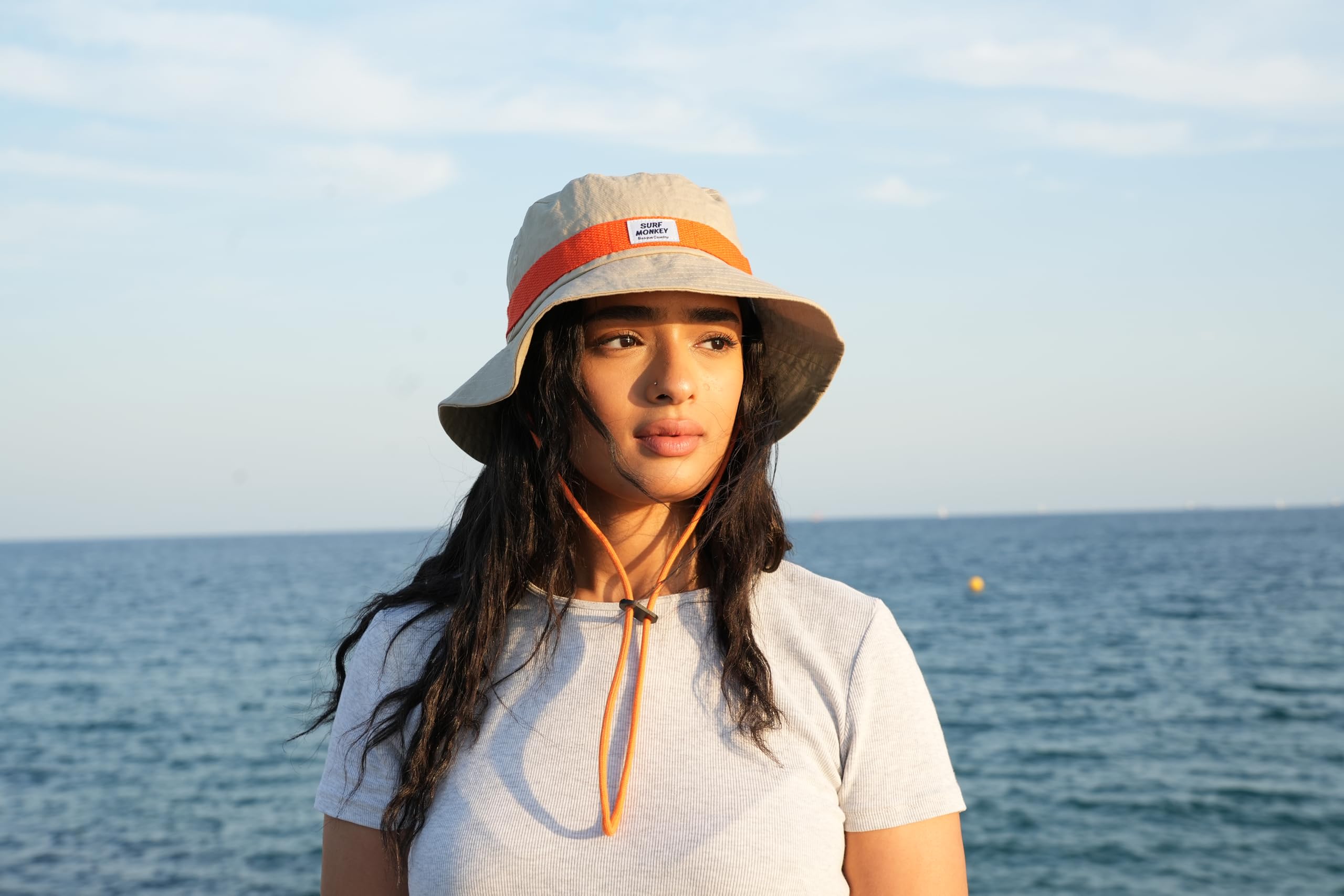 Surf Monkey Boonie Hat Anglermütze mit Kordel für Damen und Herren - Baumwolle