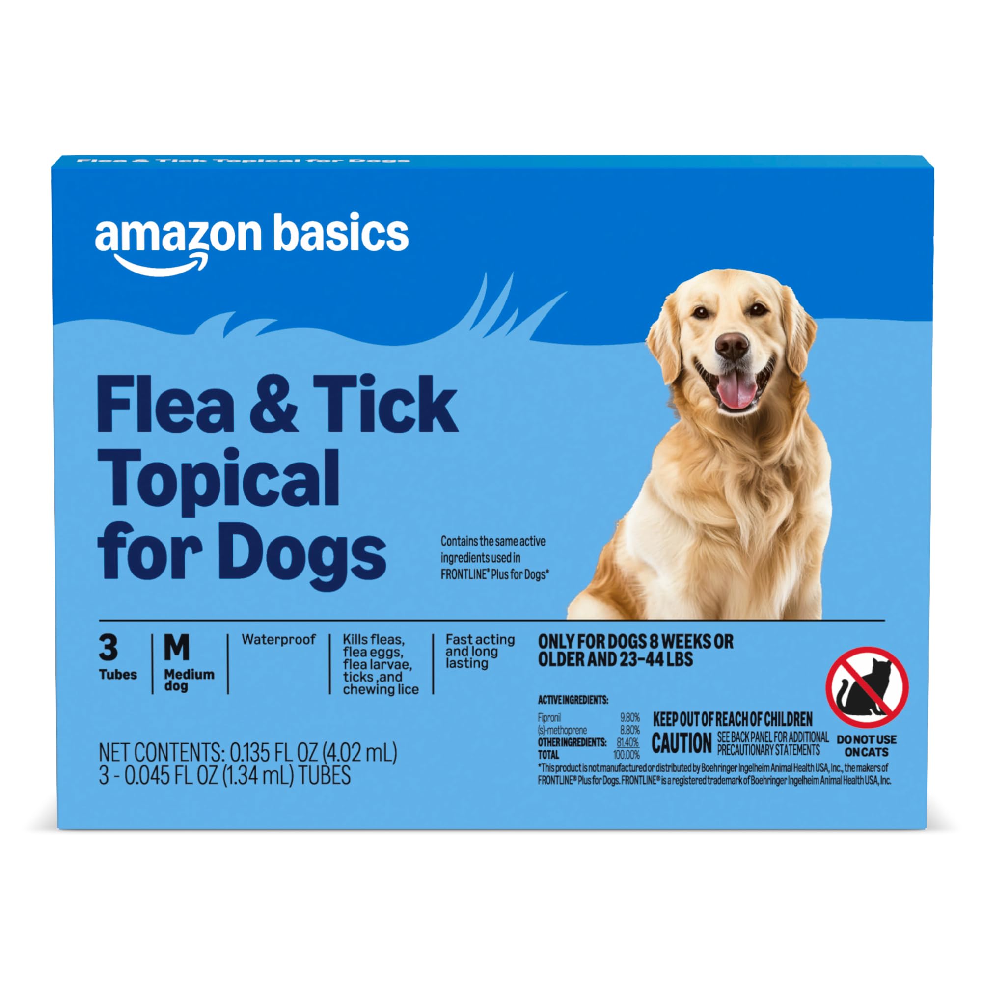 Amazon Basics Flea and Tick Topical Treatment for Medium Dogs (23-44 lbs), Fast 