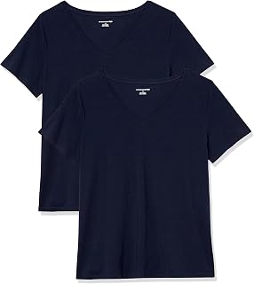 Amazon Essentials Women's Plus Sizes Classic Fit V-Neck T-Shirt with Short Sleeves, Multipack
