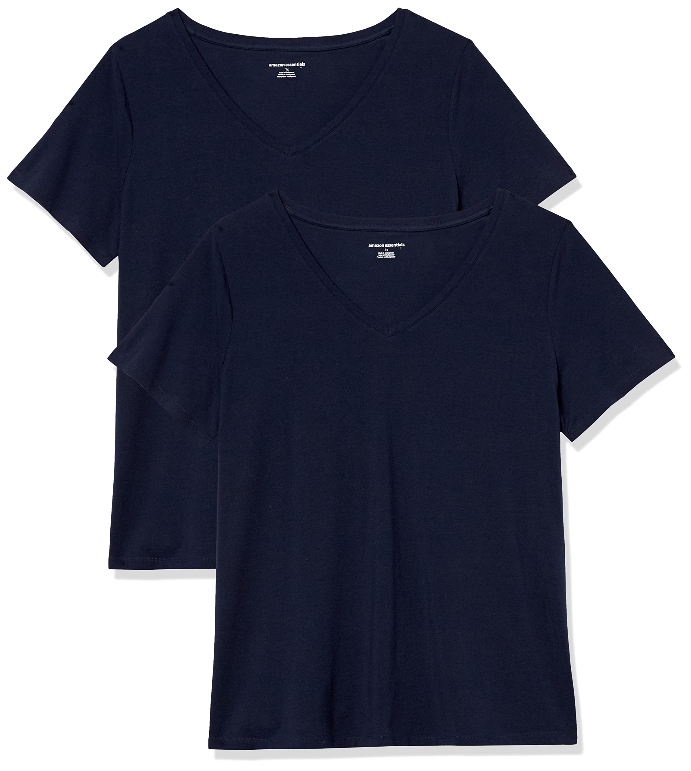 Amazon Essentials Women's Plus Sizes Classic Fit V-Neck T-Shirt with Short Sleev
