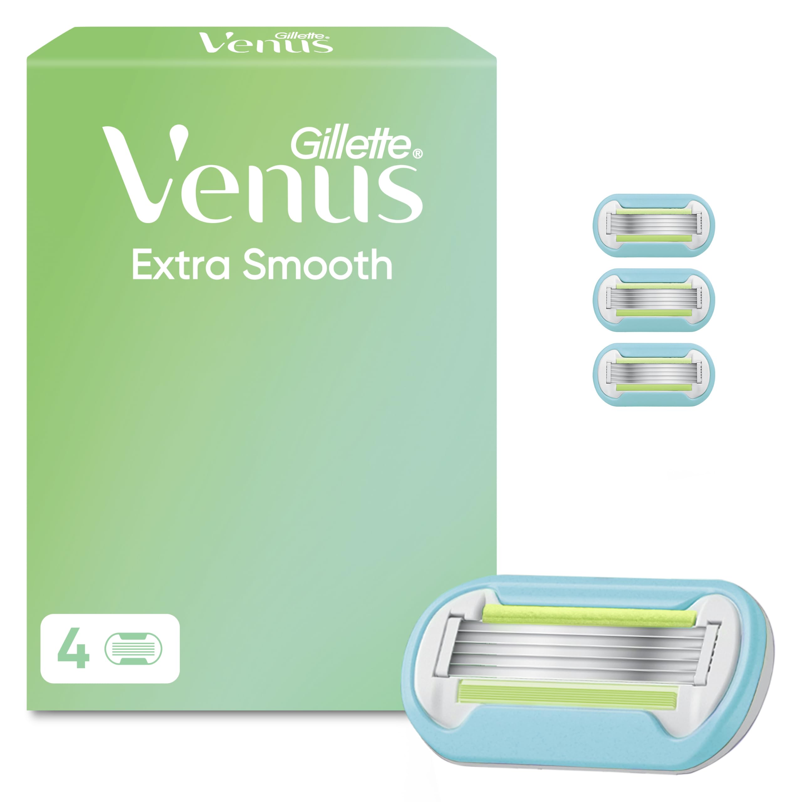 Gillette Venus Extra Smooth Women's Razor Blade Refills, Pack of 4, 5 blades for