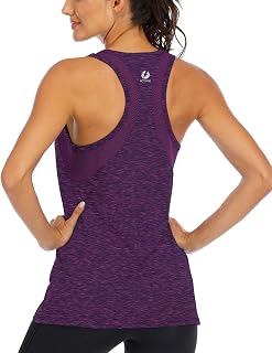 Fihapyli ICTIVE Women's Yoga Tank Top, Wide Cut, Fitness Top in Mesh Racerback Open Back, Sports Shirt for Intense Muscle and Gym