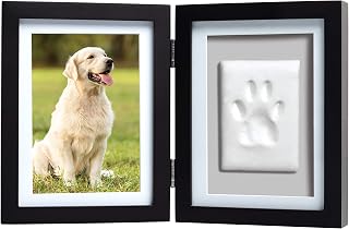 Pearhead Pet Paw Print Frame with Clay Impression Kit, Black Tabletop Frame