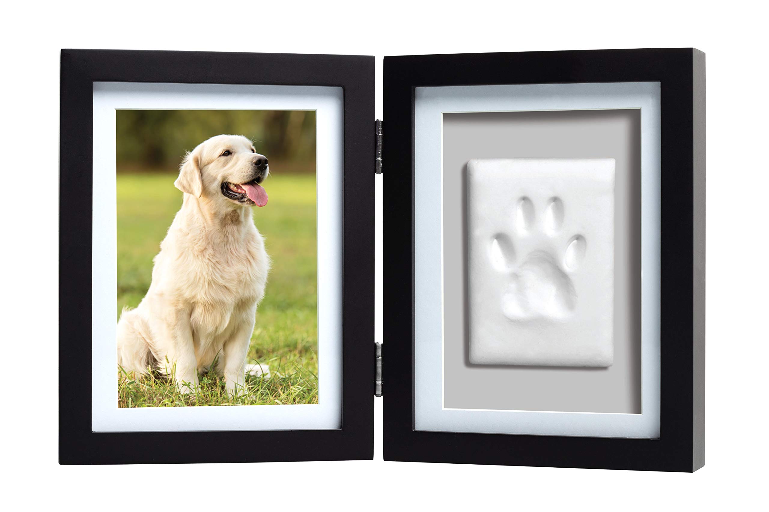 Pearhead Pet Paw Print Frame with Clay Impression Kit, Black Tabletop Frame