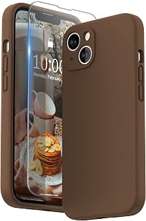 Surphy Silicone Case Compatible with iPhone 13 Case, iPhone 13 Case Silicone, iPhone 13 Case Silicone, Cell Phone Case, Camera Protector for iPhone 13, Case Protective Cover 6.1 Inch 2021 (Brown)