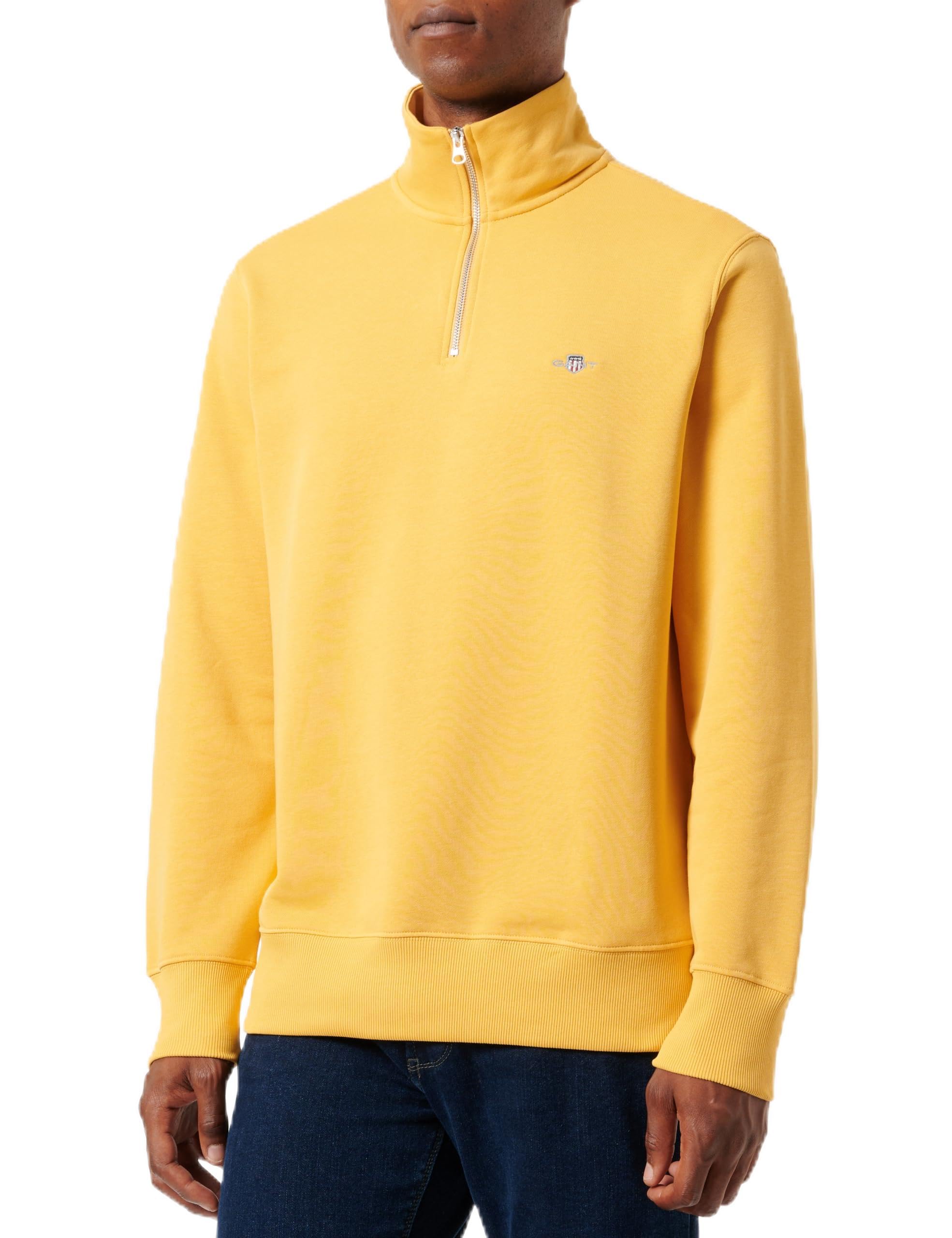 GANT Men's Regular Shield 1/4 Zip Sweatshirt, Bubblegum Pink