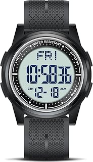 WIFORT Digital Watches Men Women 5 ATM Waterproof Watch with EL Backlight Dual Time Zone Stopwatch Countdown Alarm Clock Ultra Light and Wide Angle Display Digital Watch Unisex