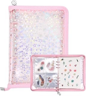 MUDOR 4 in 1 Sticker Storage Organizer Binder,Collecting Book Album Holder | 3 Size Sleeves and Release Paper, A5 Blank Reusable Sticker Container,Large Craft Sticker Keeper Saver Book Folder