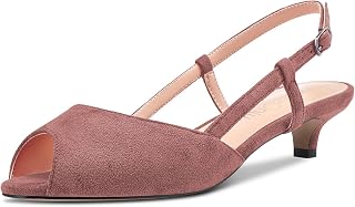 NobleOnly Women Needle Low Kitten Heel Open Toe Slingback Sandals Slip-on Sexy Wedding Dress 3.5CM Heels Shoes