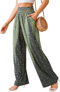QIANXIZHAN Women Boho Pants, Wide Leg High Waist Harem Hippie Yoga Clothes