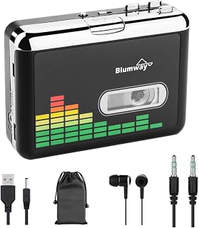 BlumWay USB Cassette to MP3 Converter, Cassette Tape Player, No PC Needed | Plug & Play, USB/Battery Power, Portable Walkman Type, Auto-Reverse, Volume Control, Tape to Digital Converter with Earphone