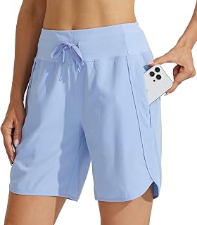 Willit Women's 7" Athletic Running Shorts Long Workout Hiking Shorts Quick Dry High Waisted Active Zipper Pocket