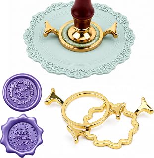 Ferrovista 2Pcs Circles &amp; Cherry Metal Wax Seal Molds with Silicone Mat | Wax Seal Kit for Gift Wrapping, Envelopes, Wedding Invitations, Wine Packaging, Greeting Cards, Documents