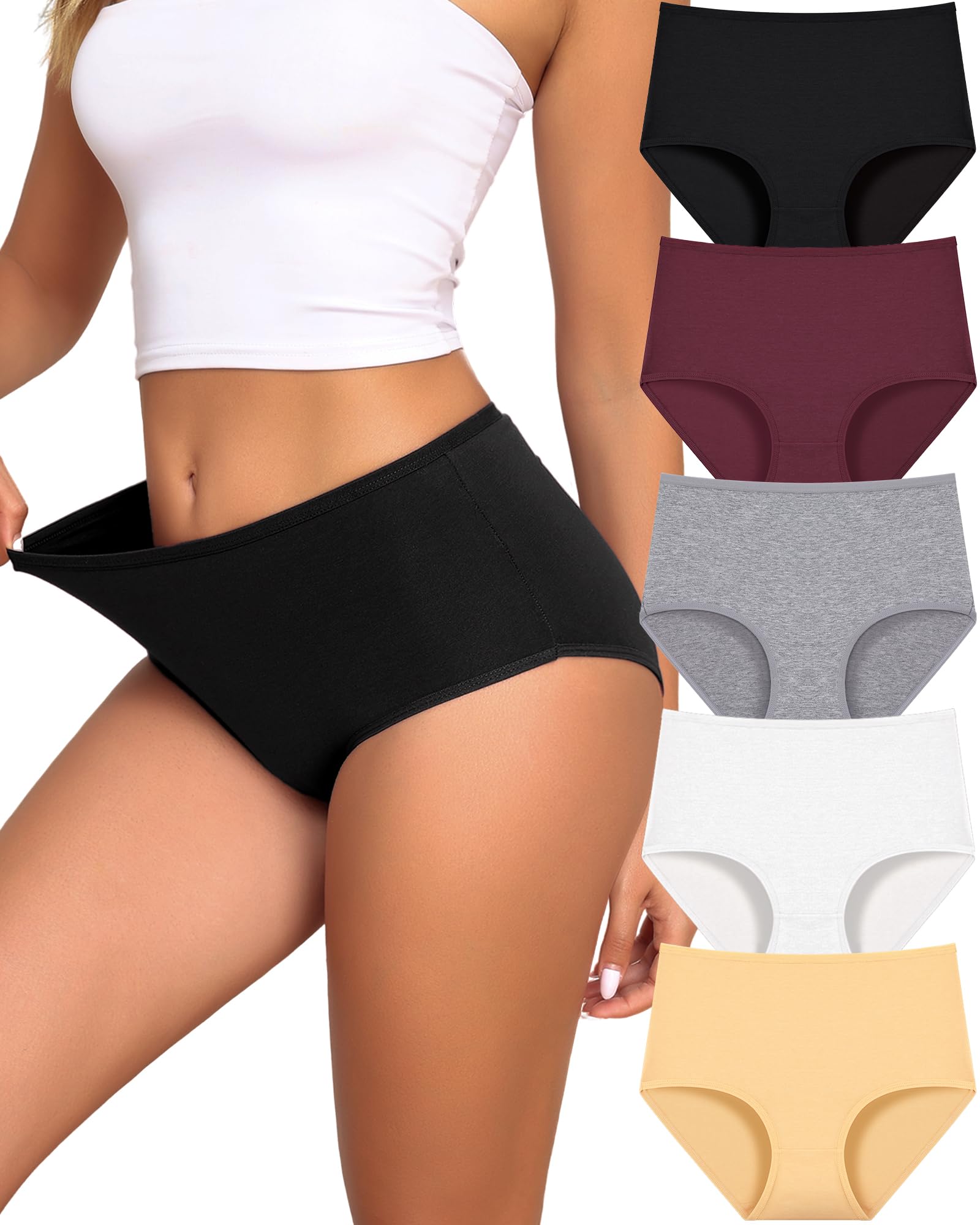 UNDER THE SEA Cotton Underwear Women High Waisted Full Coverage Brief 5pack