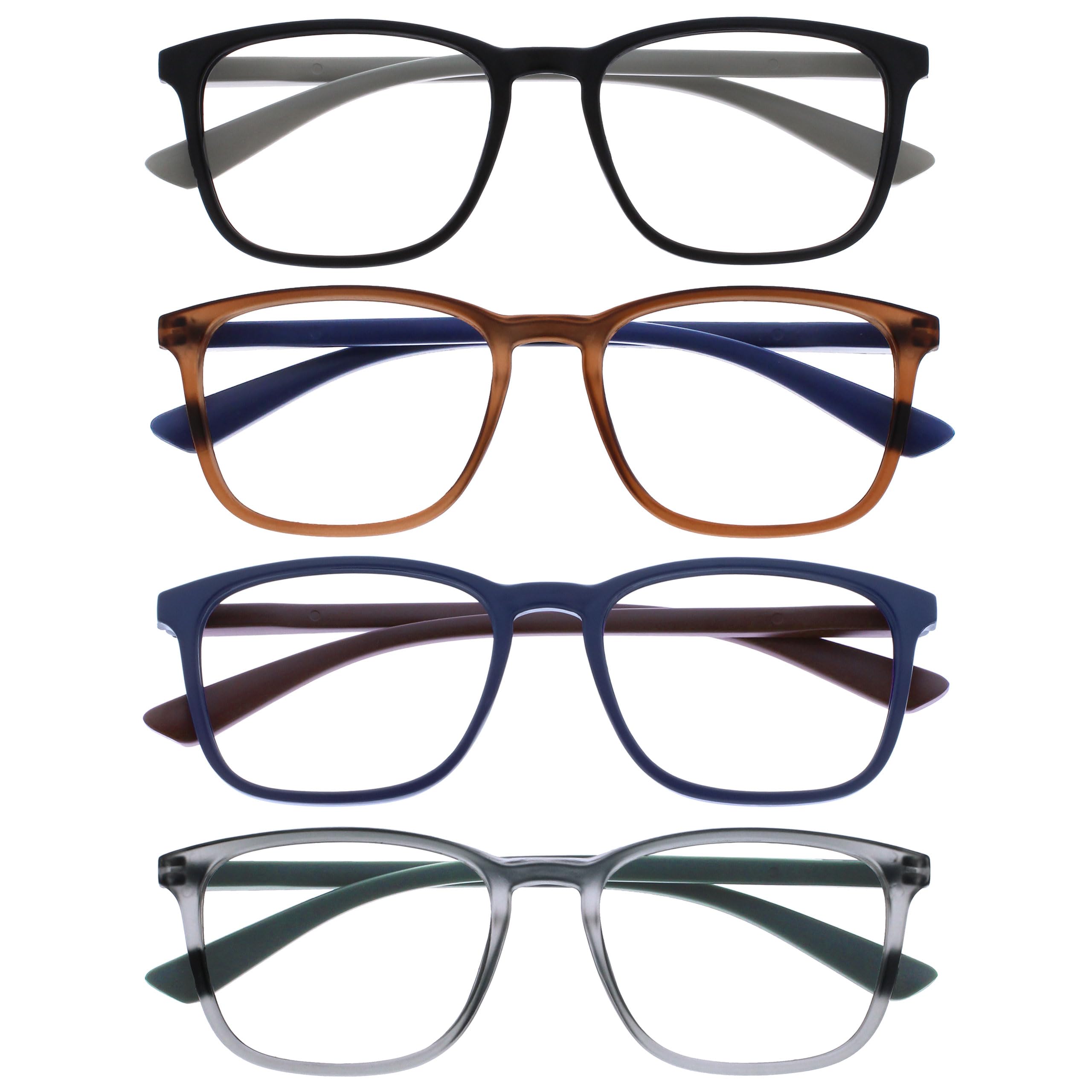 OPULIZE Max RRRR78-1237 Reading Glasses - 4 Pairs - Large and Rectangular Frame 