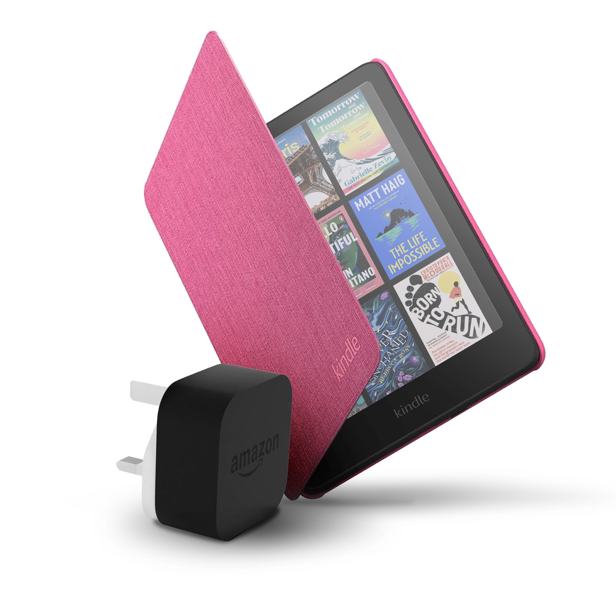 Amazon Kindle Colorsoft 16 GB + Amazon Rasberry Fabric Cover + Amazon Powerfast 