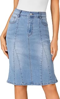 LYANER Women's High Waisted Denim Skirt