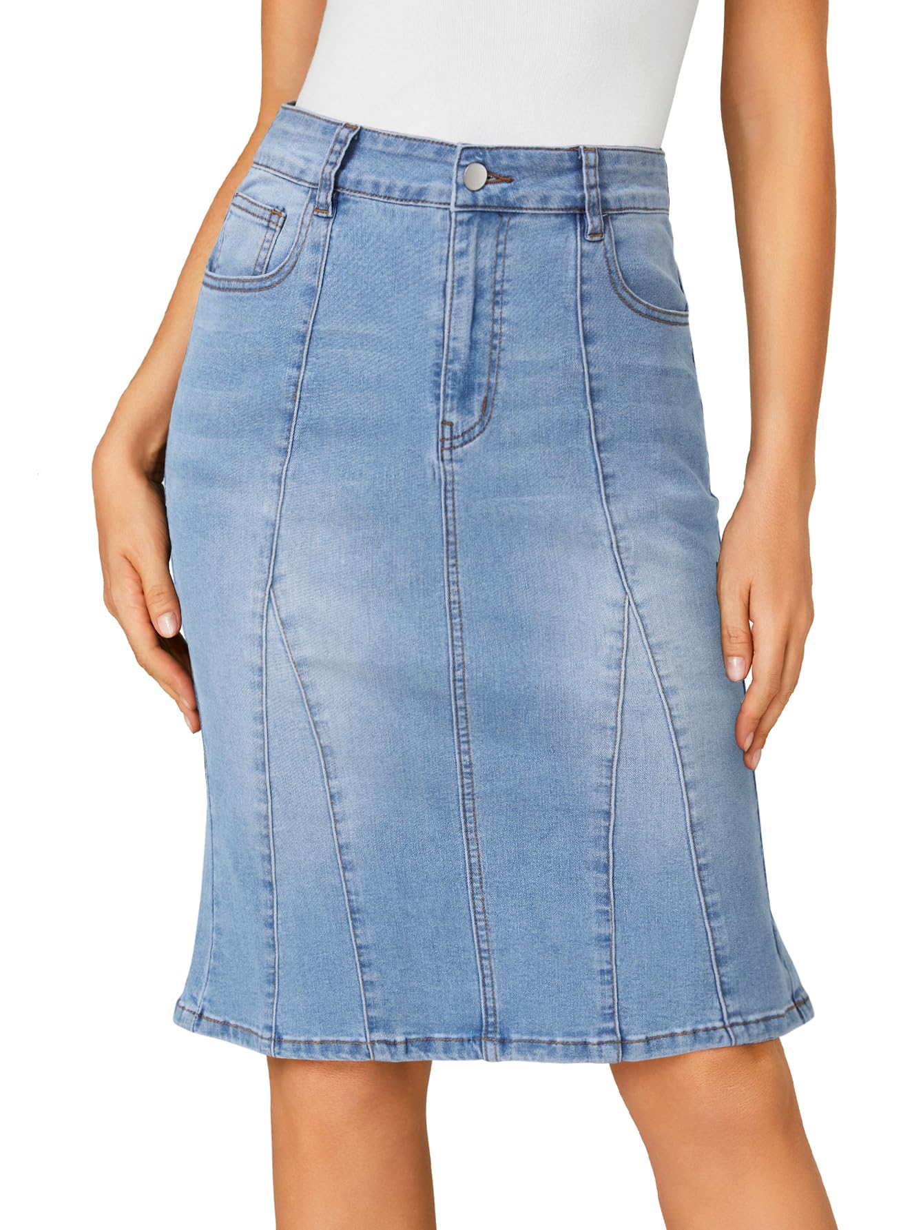 LYANER Women's High Waisted Denim Skirt