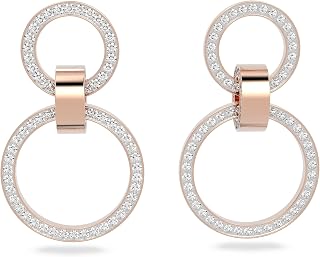 Swarovski Hollow Hoop Pierced Earrings with White Crystal Pavé, on an Interlocking Rose Gold-Tone Finish Circle Motif setting, Part of the Swarovski Hollow Collection