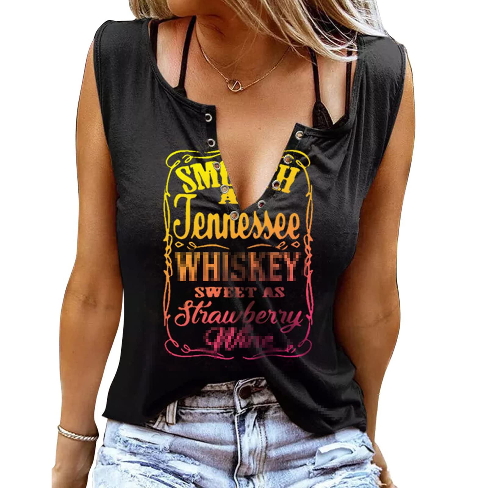 Smooth As Tennessee Tank Top Sweet As Strawberry Shirt Ring Hole Sleeveless Sexy