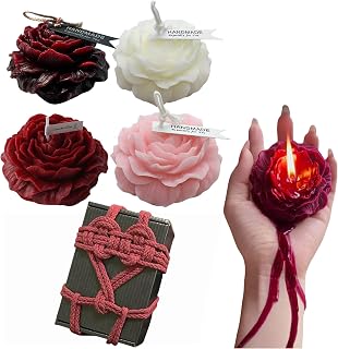 Cooary Low Temperature Scented Candles Adult Low Heat Body Safe Wax Play | 4 Pcs Low Temp Heat Wine Red Red Pink White Peony Flower Shaped for Lovers Couples