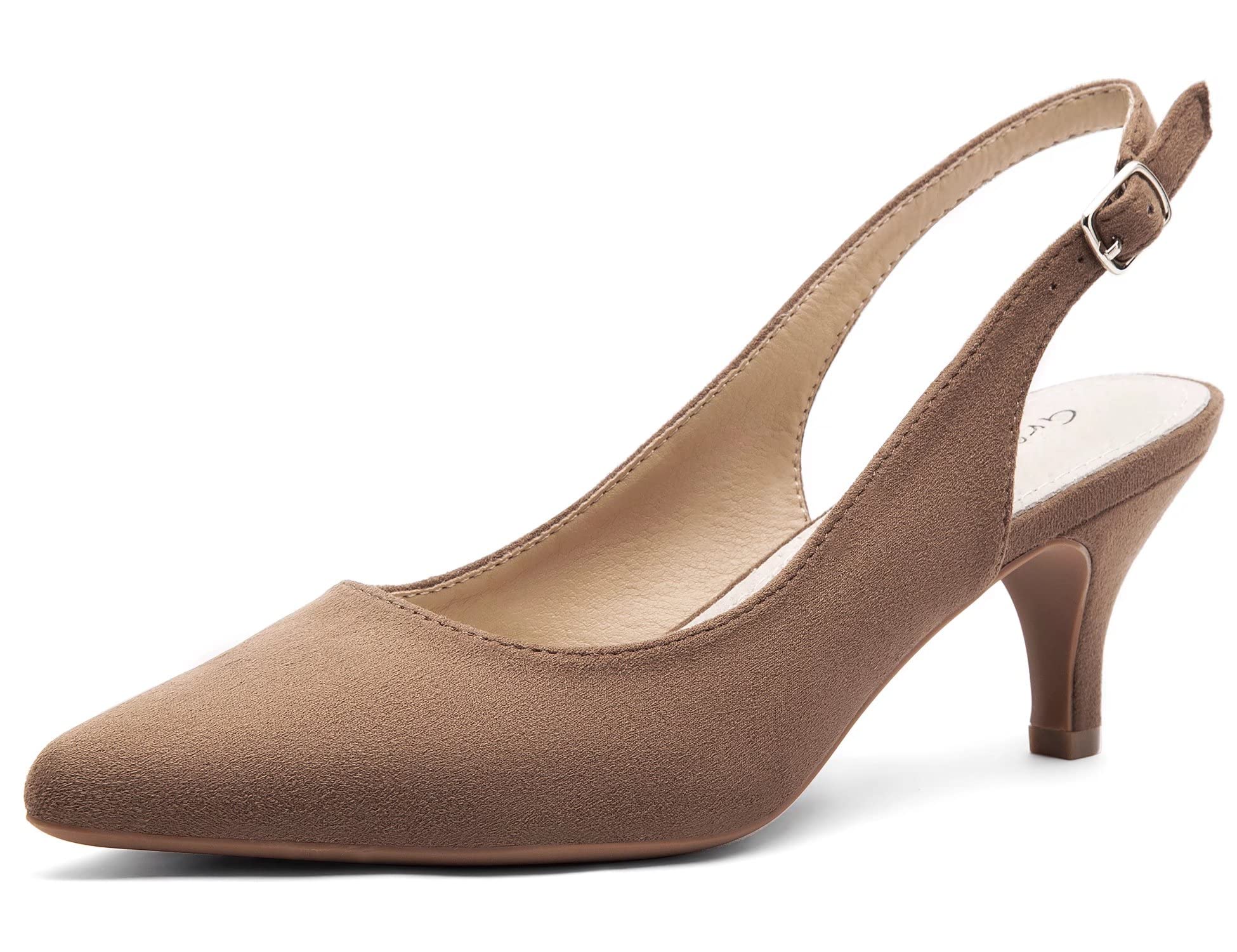 Greatonu Pointed Sandals, Slingback, Kitten Heel, Pointed Toe, Pumps