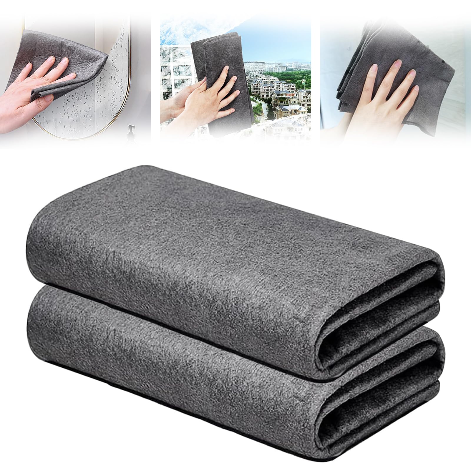 YIGAARUI Mini Size Magic Cleaning Cloths for Glass, 2pcs - Reusable Glass Cleani
