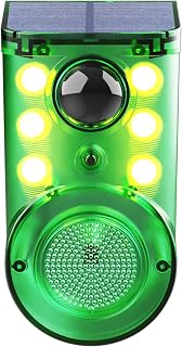 Solar Outdoor Motion Sensor Alarm - Ultrasound & Alarms 129db Motion Detector Loud Noise Maker,Strobe Light,for Home, Villa,Yard,Chicken coop,Farm,Barn.4 Work Modes.Say Goodbye to The Intruders 1Pack