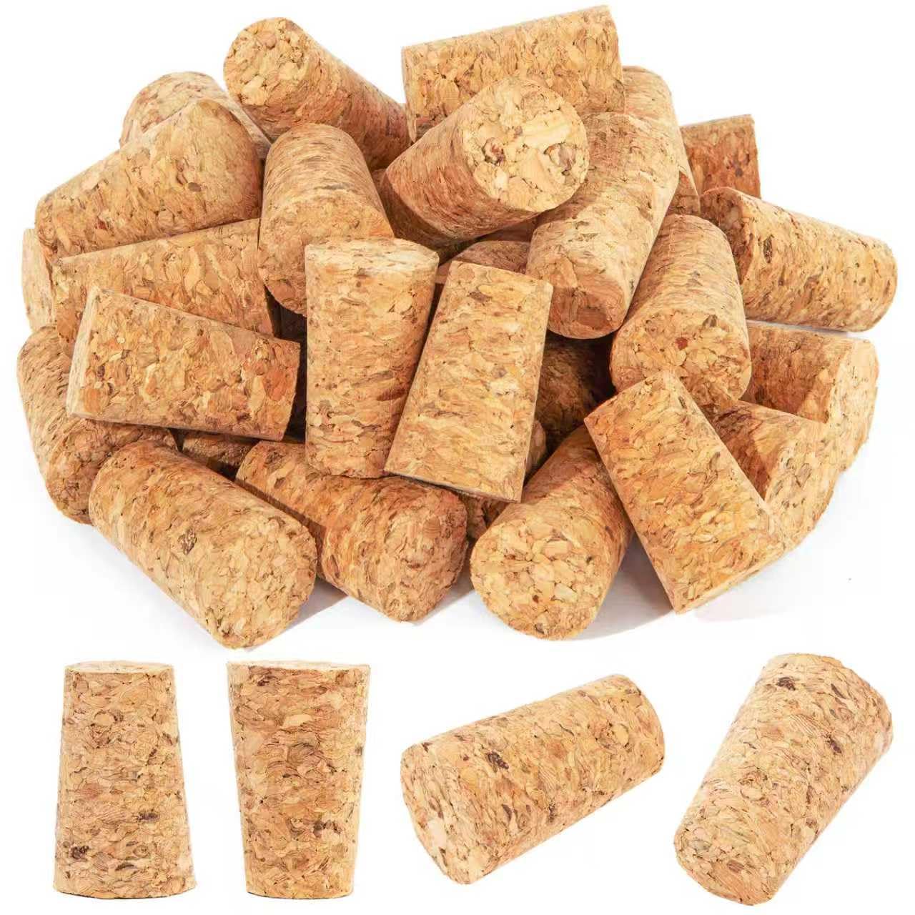 25 Pack Natural Soft Wood Corks, Tapered Cork Wooden Beer Bottle Stopper for Win