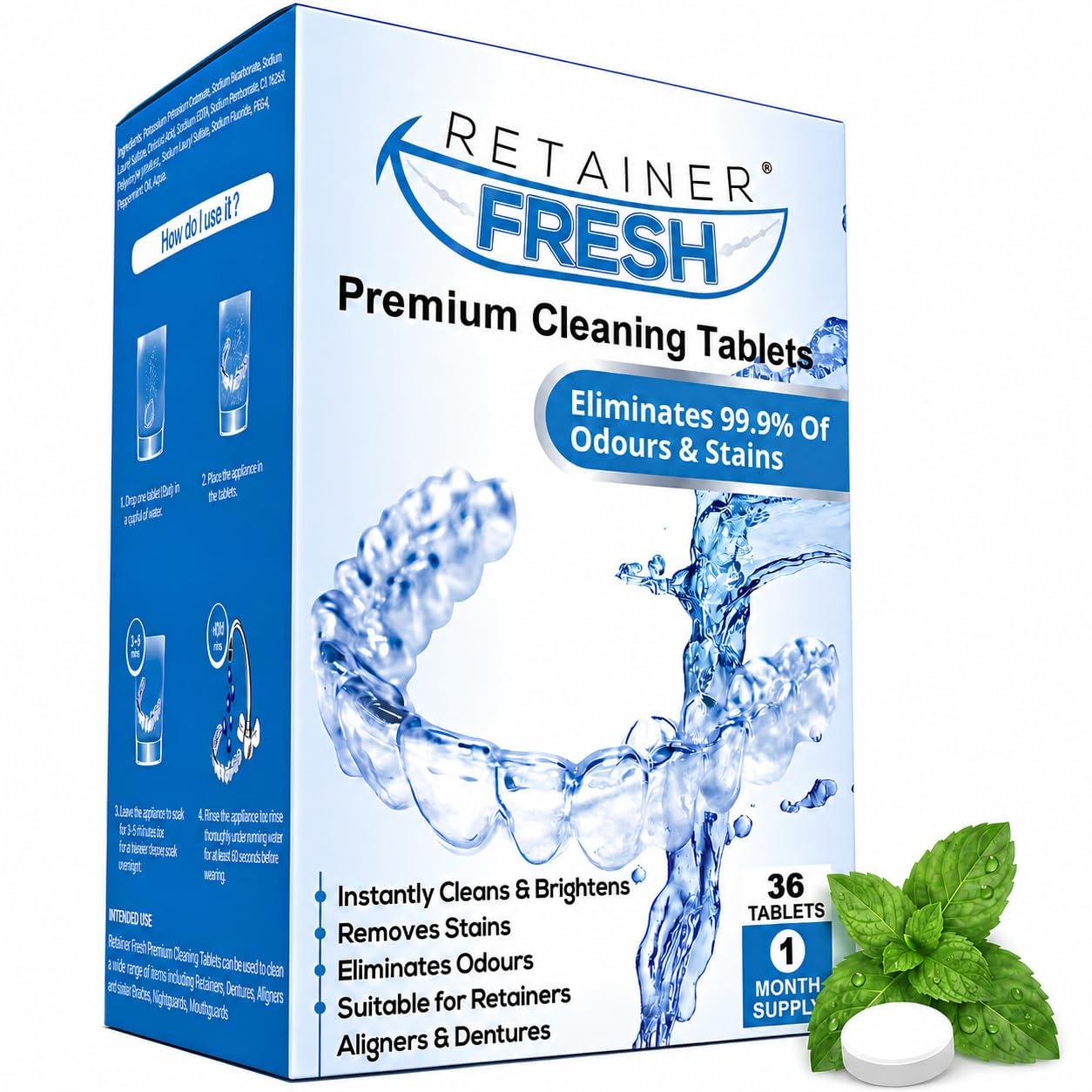Retainer Fresh Retainer Cleaner Tablets 36 Tablets Denture Cleaner | Also cleans