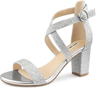 JOY IN LOVE Women's Lace Up Heels 3 Inch Chunky Block Heel Strappy Sandals