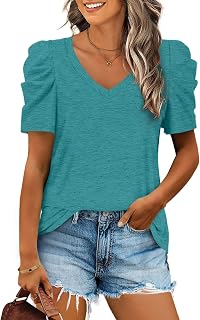 XIEERDUO Camisetas y blusas de manga 3/4 para mujer, estilo casual, cuello redondo, ropa de moda, ajuste holgado, a la moda