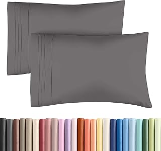 Queen Pillow Cases Set of 2 - Ultra Soft Pillowcase Covers - Dark Grey
