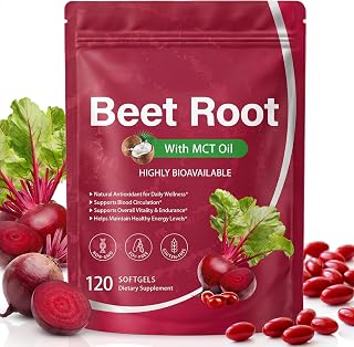 Beet Root Extract, 120 Softgels, Beet Root Capsules with MCT Oil, High Bioavailability Super Beets Supplement, Fresh Beetroot Extract with Natural Nitrates, Beetroot Supplements, Non-GMO