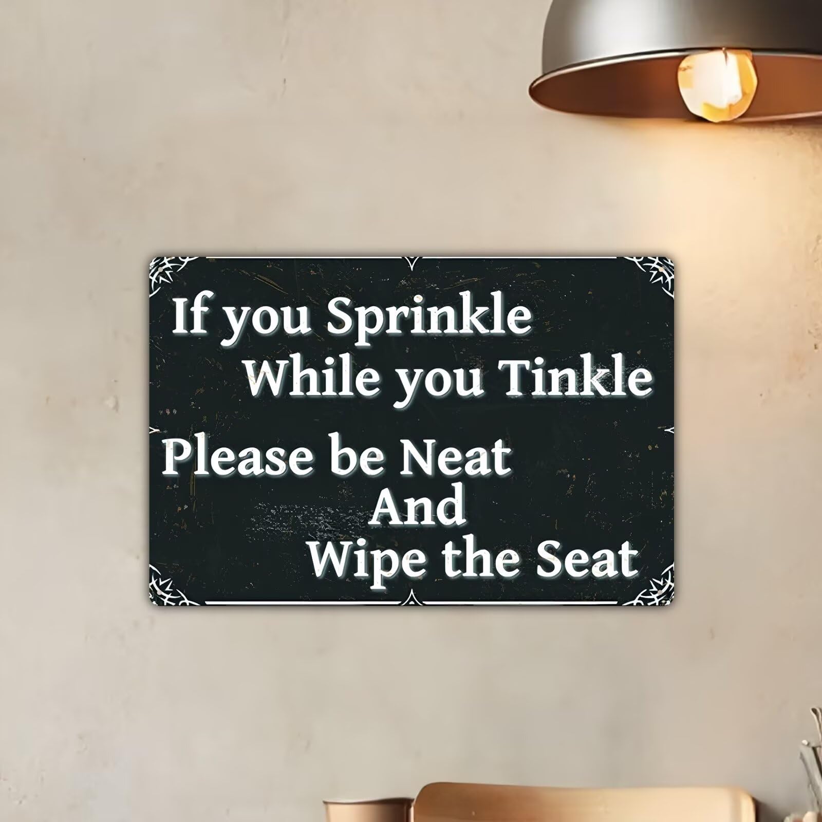 Neatness Request Bathroom Sign, Rustic Aluminum Wall Art and Metal Sign - 8x12 I