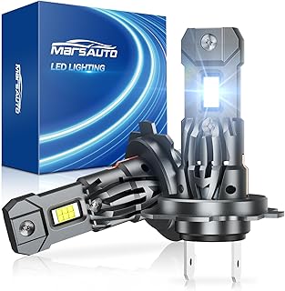 Marsauto M1S H7 130000LM Fanless LED Bulbs 6000K Cool White, 2-pack | 1:1 halogen size, plug & play, silent fanless, 80000hrs, non-glare, error-free, for car truck ATV, IP68