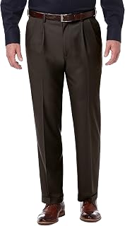 Haggar Men's Classic Fit Pleated Premium Comfort Dress Pant