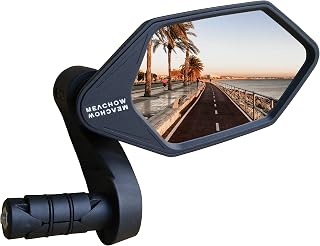New Bar End Bike Mirror, Crystal UHD Automotive Grade Glass Lens E-Bike Mirrors, Scratch Resistant, Safe Rearview Mirrors, (Blue Right Side) ME-022RB