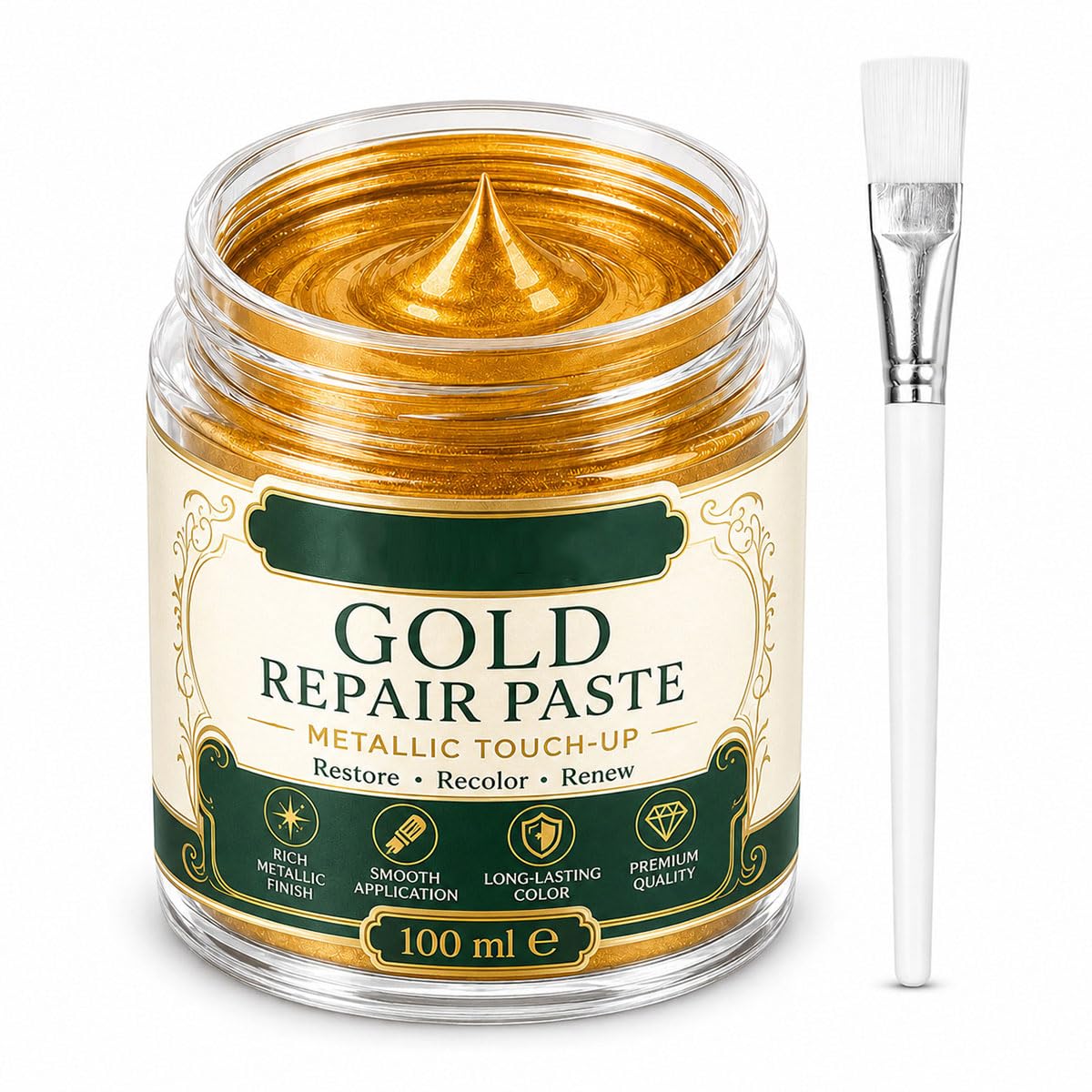 Gold Metallic Refinishing Repair Paste with Brush, Gold Repair Paste, High-Gloss