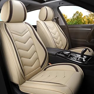 Car Seat Covers for Honda Civic 2000-2025, Premium Nappa Leather Car Seat Cover, Stylish Sport Seat Covers， Automobile Seat Cover Sets.(Standard 2 Seats/Beige)