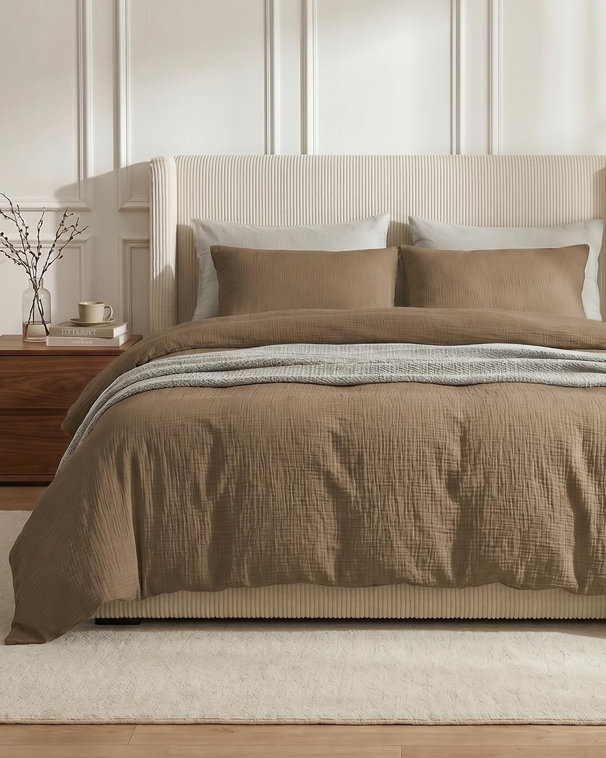 SE SOFTEXLY Muslin Duvet Cover Queen Size, 100% Washed Cotton Duvet Cover Set, U