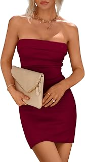 PRETTYGARDEN Womens Strapless Bodycon Short Dress
