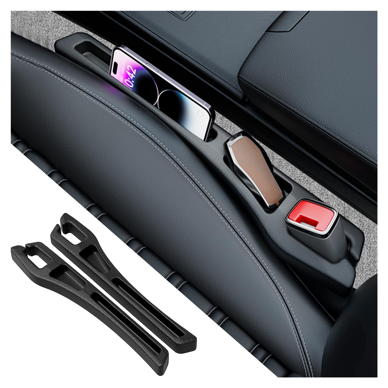 YGDMD 2PCS Car Seat Gap Filler Organizer,2 in 1 Car Gap Filler (Black) | Multifu