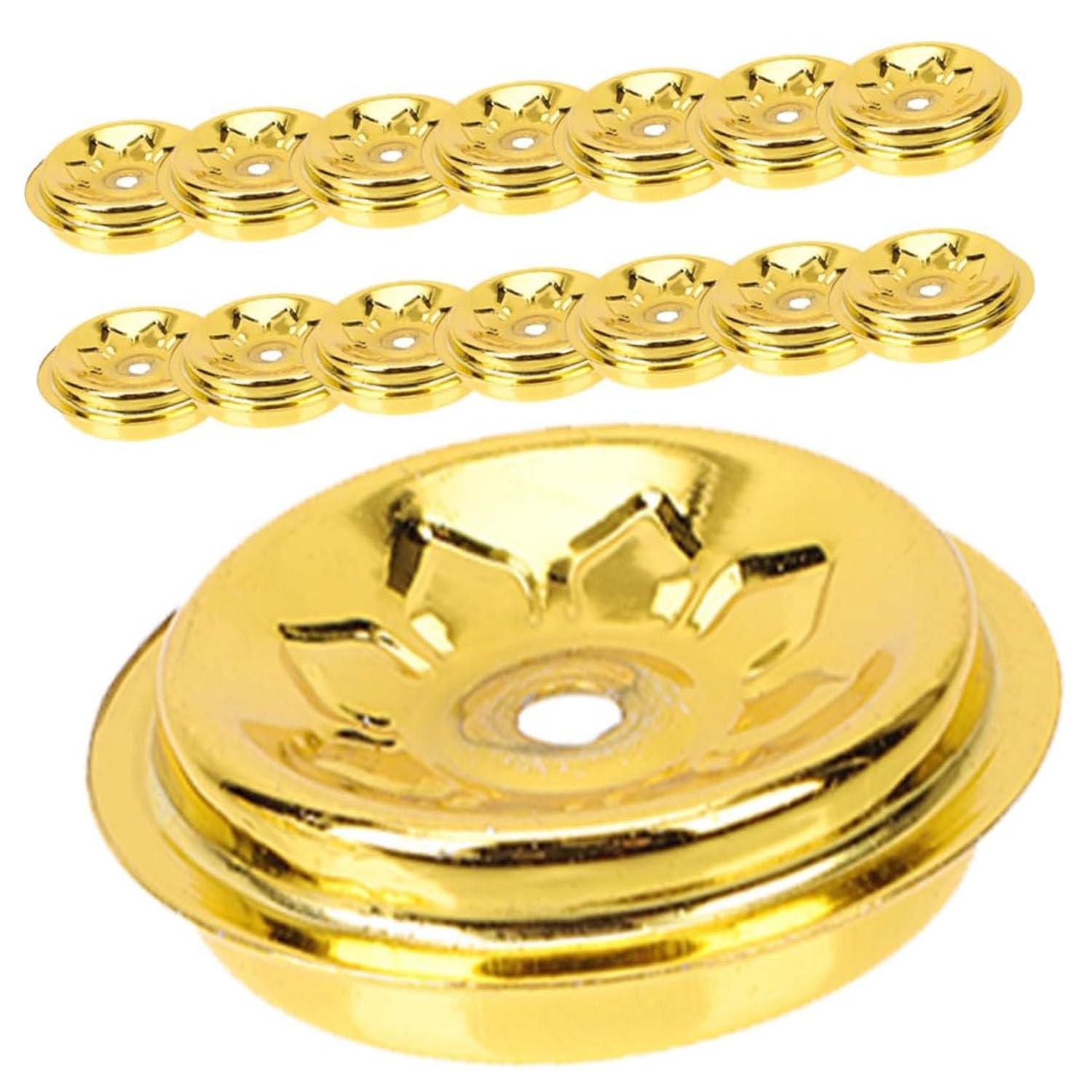 CykTxei 15Pcs Metal Floating Wick Holders, Oil Lamp Wick Discs with Central Hole